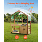 Wooden Outdoor Mud Kitchen Kids Playset with Canopy & Accessories