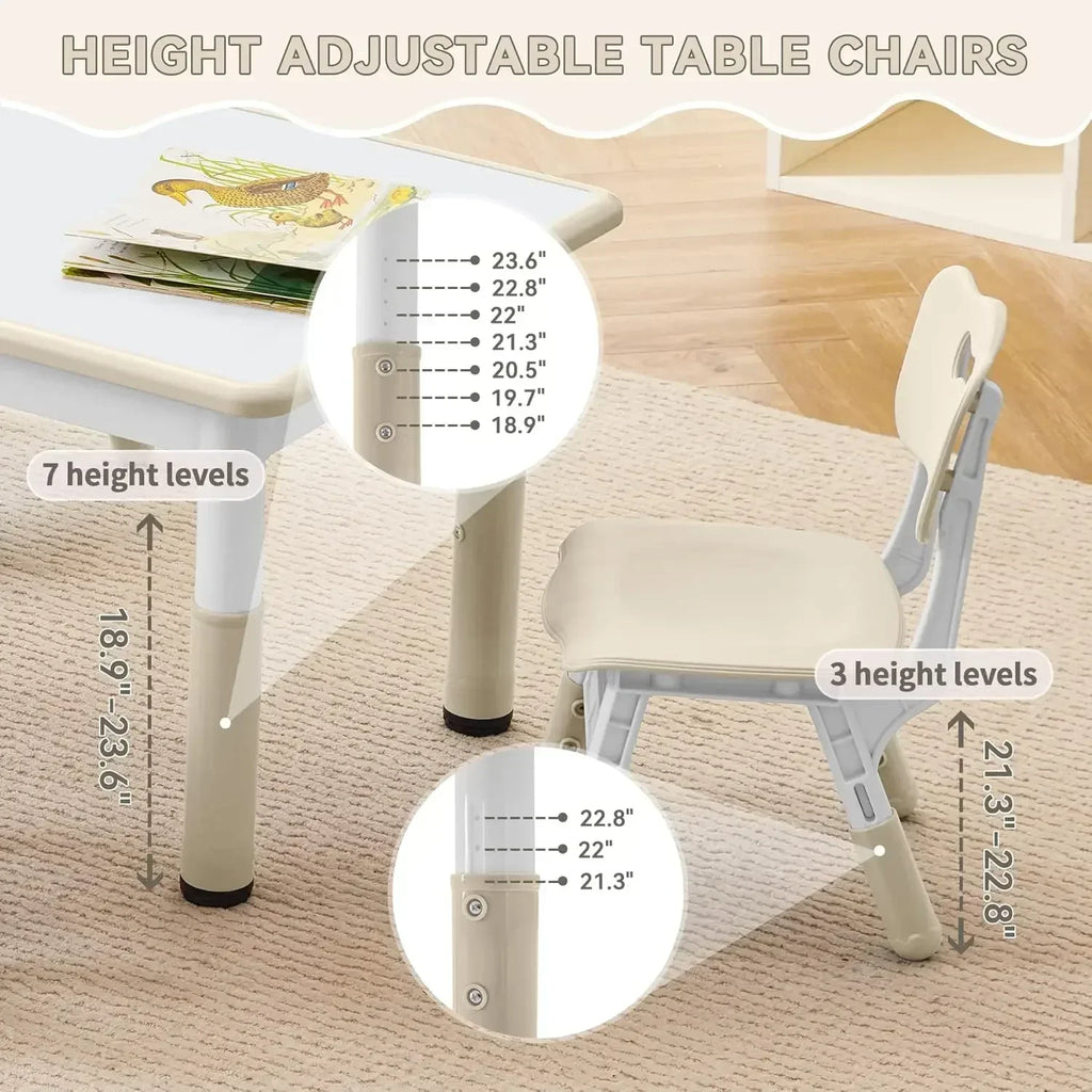 Kids Adjustable Study Table & Chair Set | Burlywood Graffiti Desk