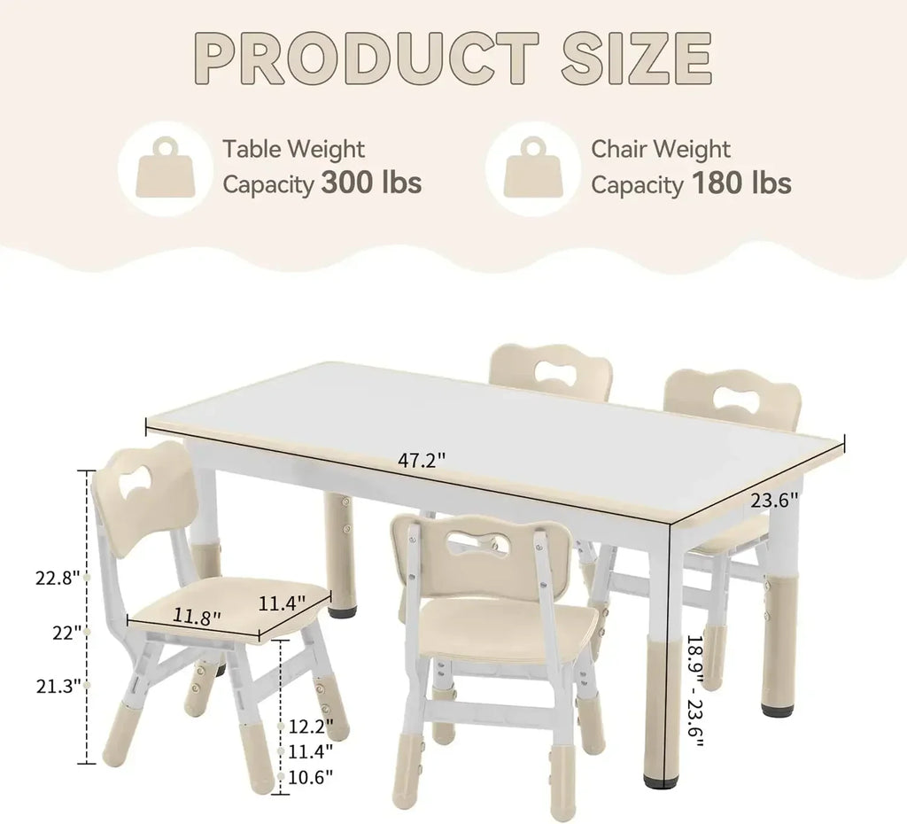 Kids Adjustable Study Table & Chair Set | Burlywood Graffiti Desk