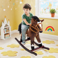 Kids Plush Rocking Horse Toy with Sound & Wooden Base - Ages 3+