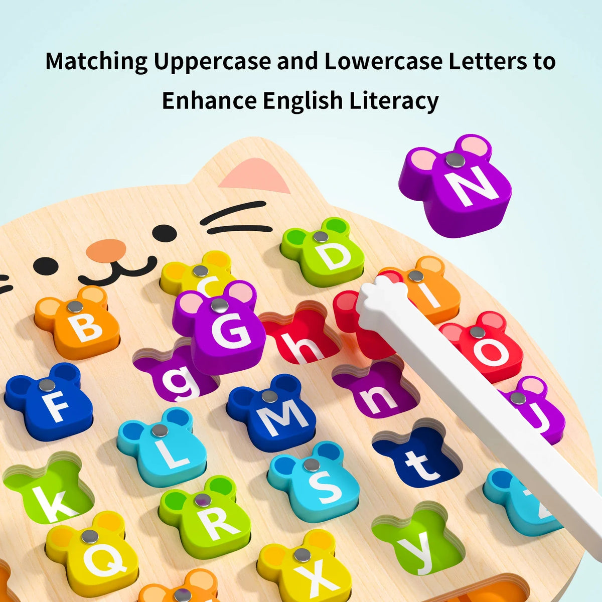 Wooden Cat Magnetic ABC Alphabet Puzzle - Montessori Educational Toy