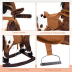 Kids Plush Rocking Horse Toy with Sound & Wooden Base - Ages 3+