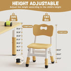 Kids Table and 4 Chairs Set, Adjustable Height HDPE Toddler Activity Desk