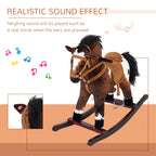 Kids Plush Rocking Horse Toy with Sound & Wooden Base - Ages 3+