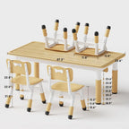 Kids Table and 4 Chairs Set, Adjustable Height HDPE Toddler Activity Desk