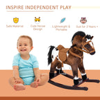 Kids Plush Rocking Horse Toy with Sound & Wooden Base - Ages 3+