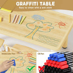 Kids Table and 4 Chairs Set, Adjustable Height HDPE Toddler Activity Desk