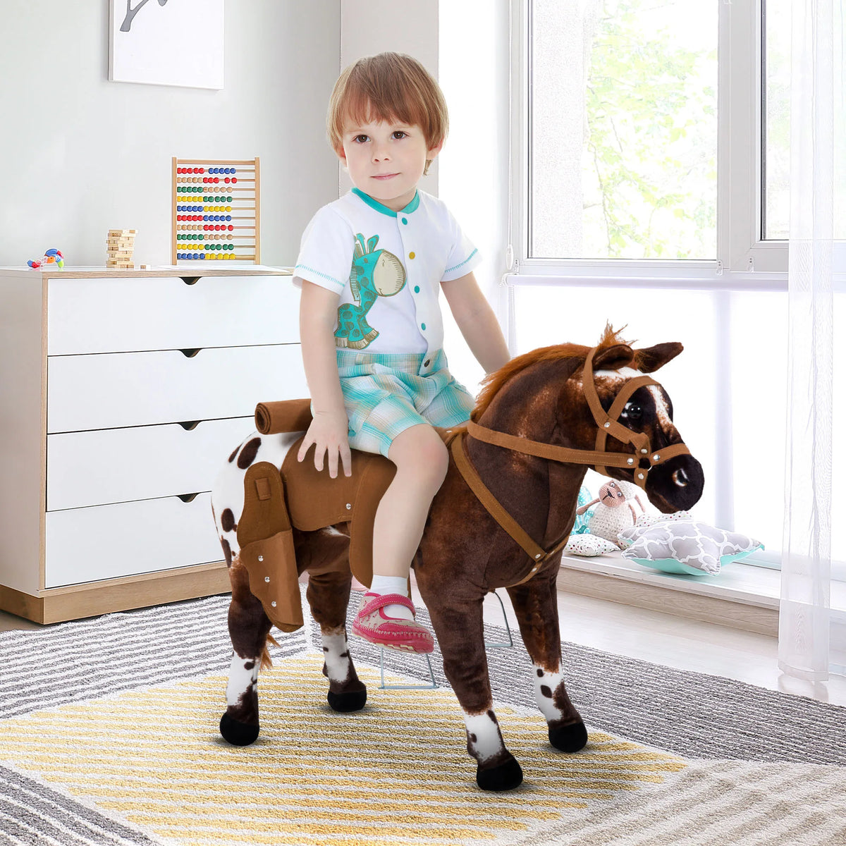 Plush Riding Unicorn Toy - Mechanical Pedal Ride-On for Kids Ages 3-6