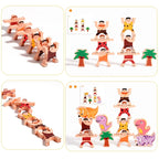 Wooden Dinosaur Stacking Blocks - Montessori Balance Game for Kids