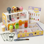 Montessori Wooden Ice Cream Counter Playset for Kids Pretend Play