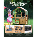 Wooden Outdoor Mud Kitchen Kids Playset with Canopy & Accessories