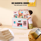Wooden Kids Kitchen Playset with Lights & Sounds - Toddler Pretend Play